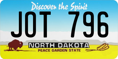 ND license plate JOT796