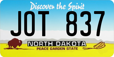 ND license plate JOT837