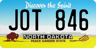 ND license plate JOT846