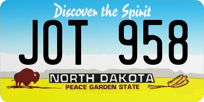 ND license plate JOT958
