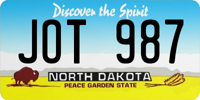 ND license plate JOT987