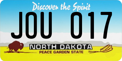 ND license plate JOU017