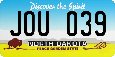 ND license plate JOU039