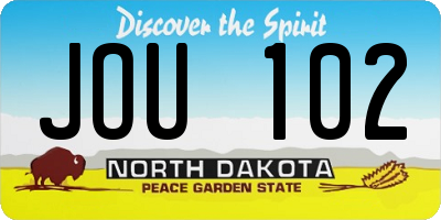 ND license plate JOU102