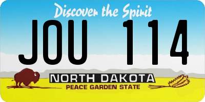 ND license plate JOU114