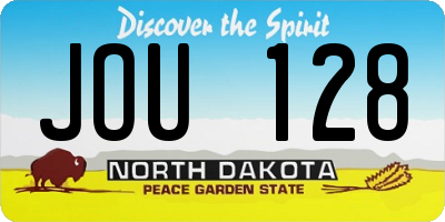 ND license plate JOU128