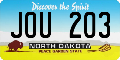 ND license plate JOU203