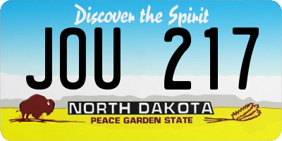 ND license plate JOU217