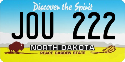 ND license plate JOU222