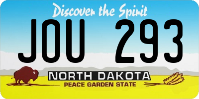 ND license plate JOU293