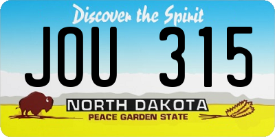 ND license plate JOU315