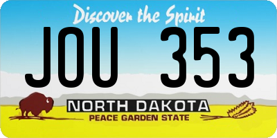 ND license plate JOU353