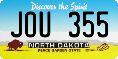 ND license plate JOU355