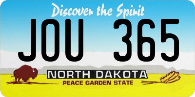 ND license plate JOU365