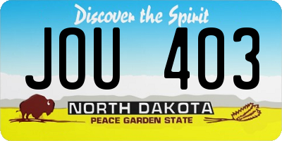 ND license plate JOU403