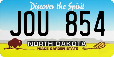ND license plate JOU854