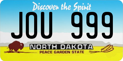 ND license plate JOU999