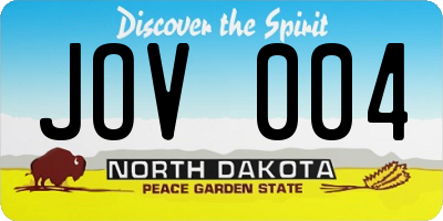 ND license plate JOV004