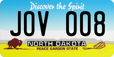 ND license plate JOV008