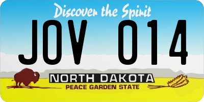 ND license plate JOV014