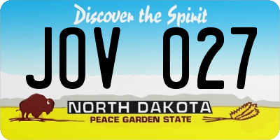 ND license plate JOV027