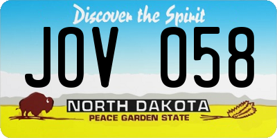 ND license plate JOV058