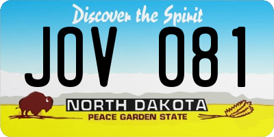 ND license plate JOV081