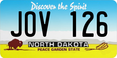 ND license plate JOV126