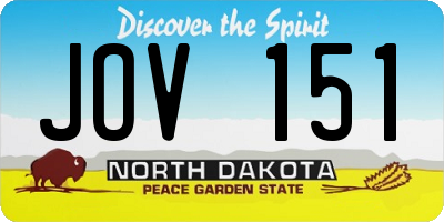 ND license plate JOV151