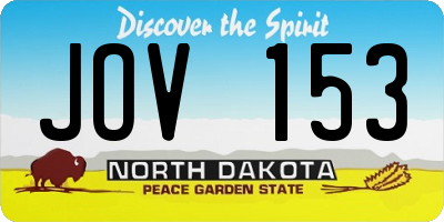 ND license plate JOV153