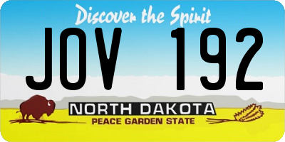 ND license plate JOV192