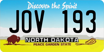 ND license plate JOV193
