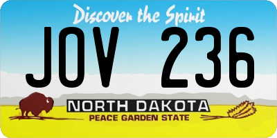 ND license plate JOV236