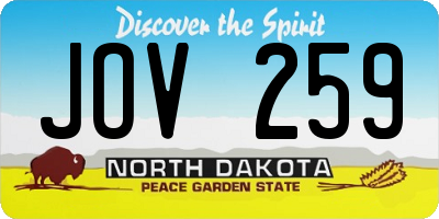 ND license plate JOV259