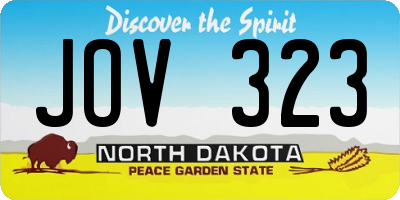 ND license plate JOV323