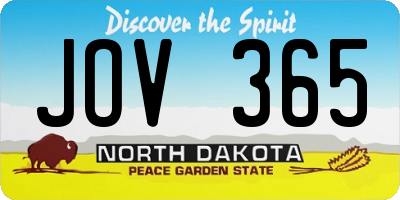 ND license plate JOV365