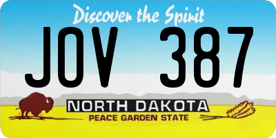 ND license plate JOV387