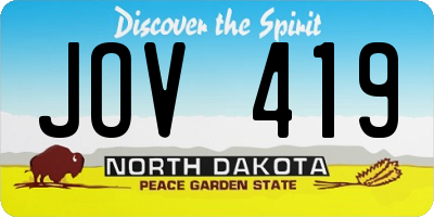 ND license plate JOV419