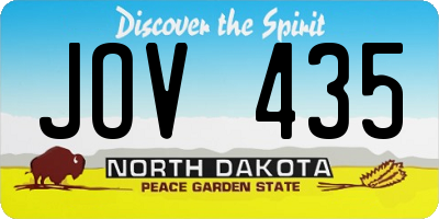 ND license plate JOV435