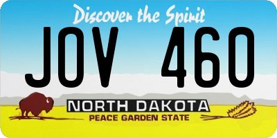ND license plate JOV460