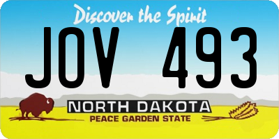 ND license plate JOV493