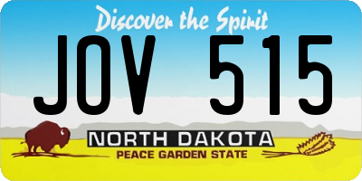 ND license plate JOV515
