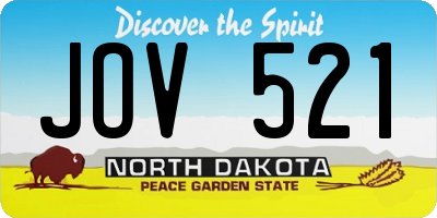 ND license plate JOV521