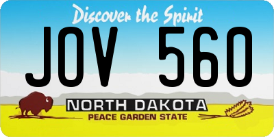 ND license plate JOV560