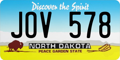 ND license plate JOV578