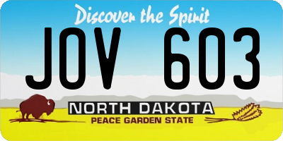 ND license plate JOV603