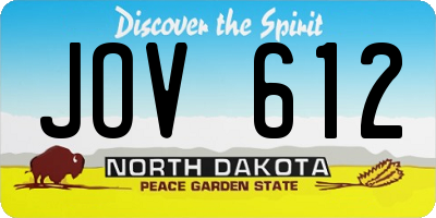 ND license plate JOV612