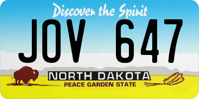 ND license plate JOV647