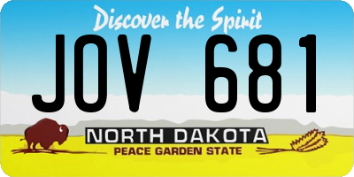 ND license plate JOV681