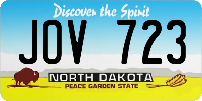 ND license plate JOV723